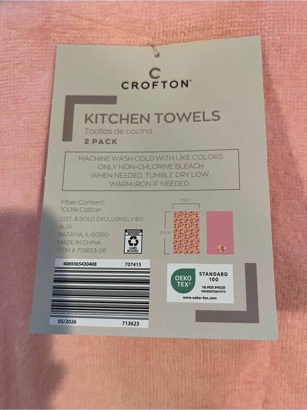 Crofton Pink Strawberry Kitchen Towels & Cutting Board Set - Picture 6 of 7